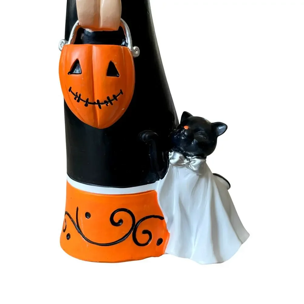 Candy Corn Lane Witch Figurine 14in Black Orange White Halloween Decor New